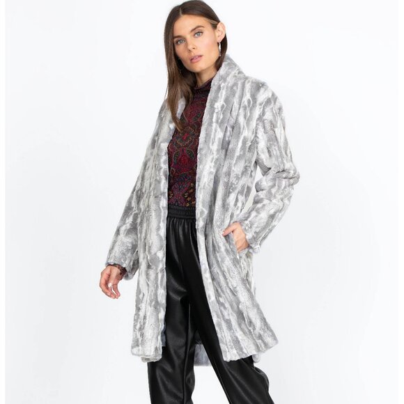 NWT Johnny Was Workshop Cloud Faux Fur Jacket SZ Med Color Cloud $490.